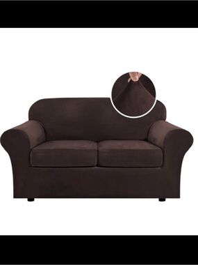 New velvet Two-Seater Sofa loveseat Slipcover Chocolate Brown